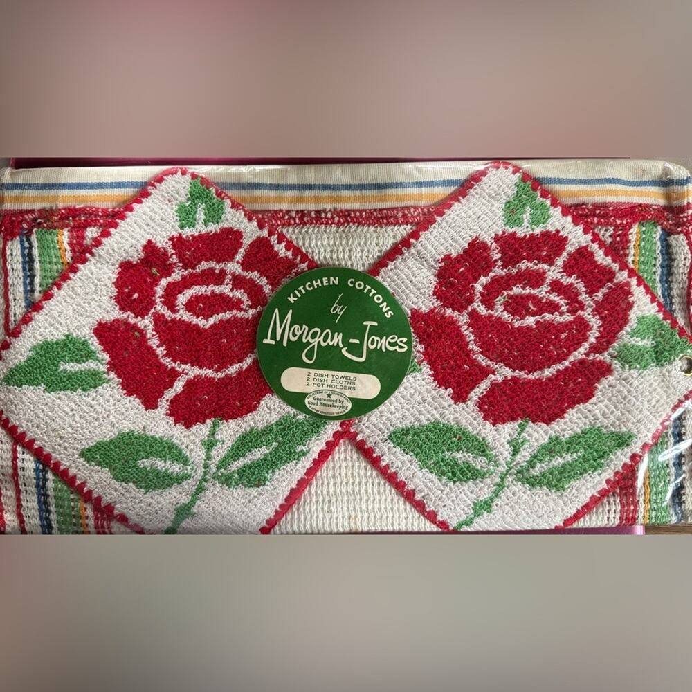 Vintage Morgan Jones Kitchen Cottons Set Cottage Core Retro Americana